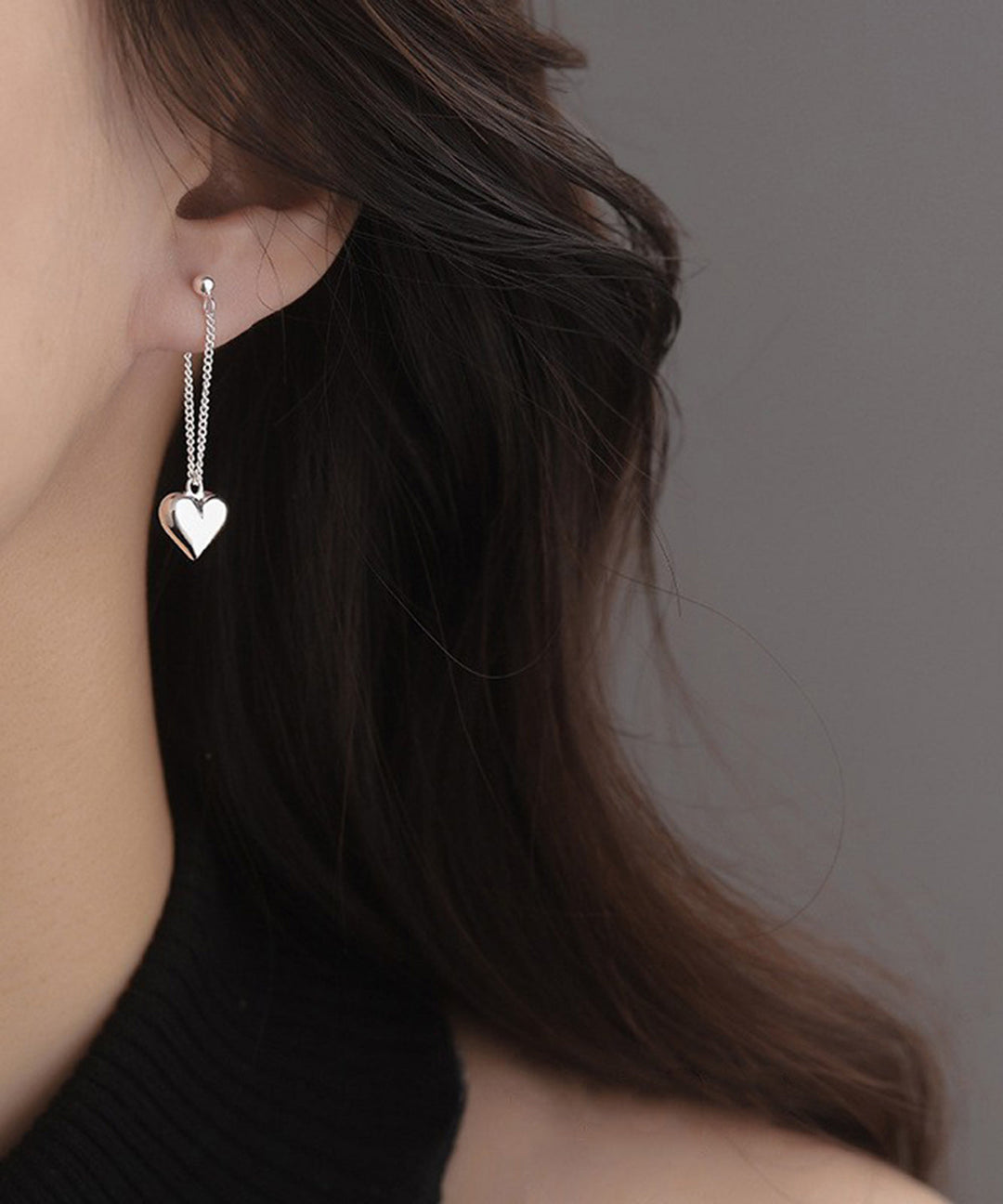 Fine Silk Stainless Steel Love Tassel Drop Earrings