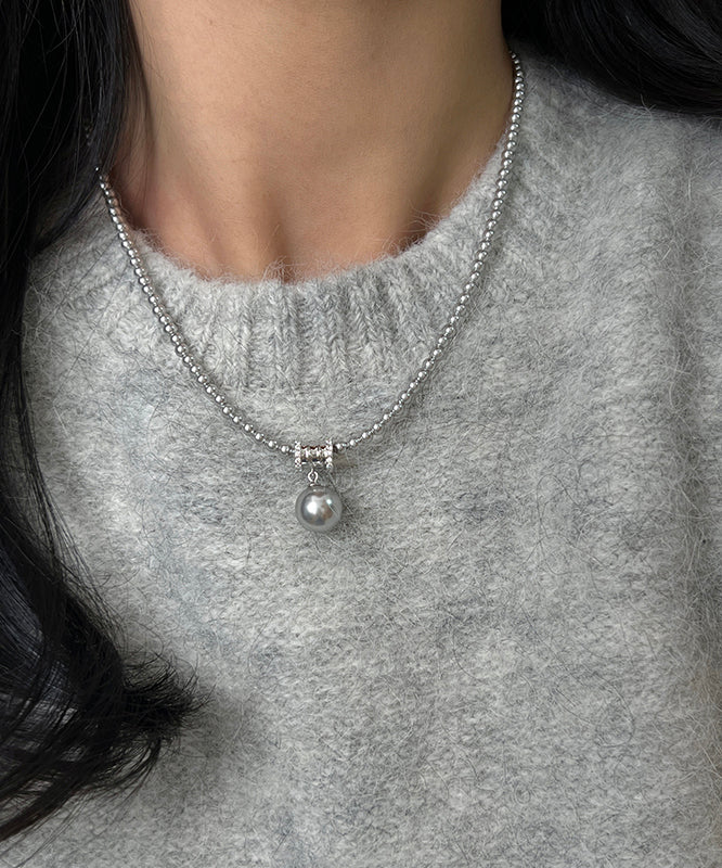 Fine Silk Stainless Steel Pearl Pendant Necklace