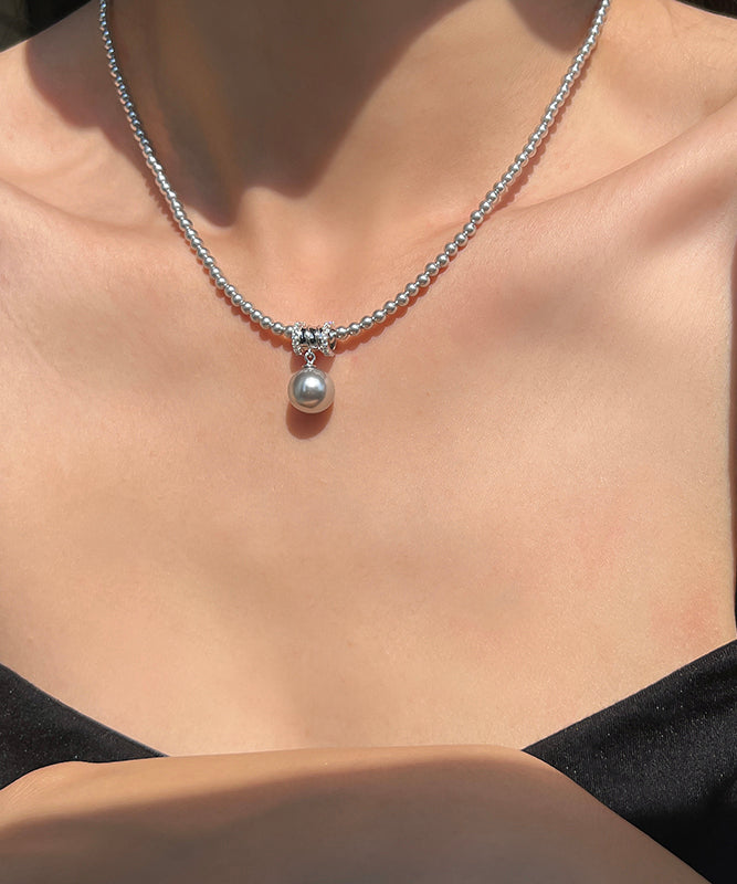 Fine Silk Stainless Steel Pearl Pendant Necklace