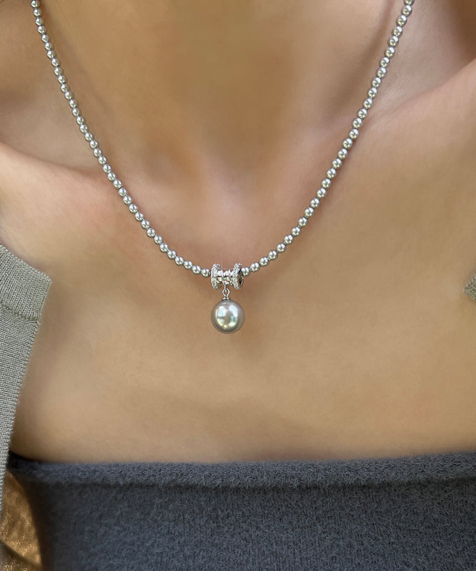 Fine Silk Stainless Steel Pearl Pendant Necklace