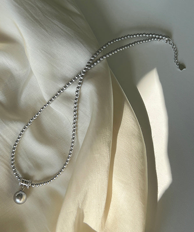 Fine Silk Stainless Steel Pearl Pendant Necklace
