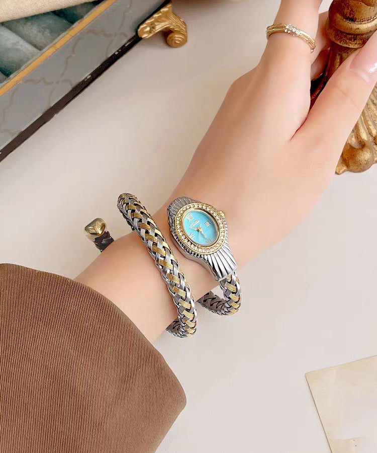 Fine Silk Stainless Steel Zircon Serpentine Waterproof Watch - Omychic