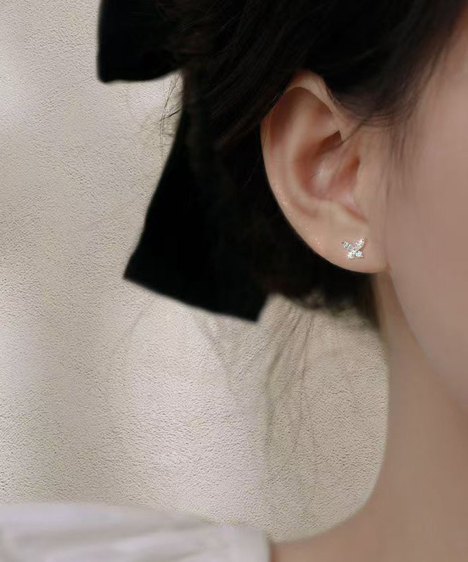 Fine Silk Stergild Silver Zircon Butterfly Stud Earrings