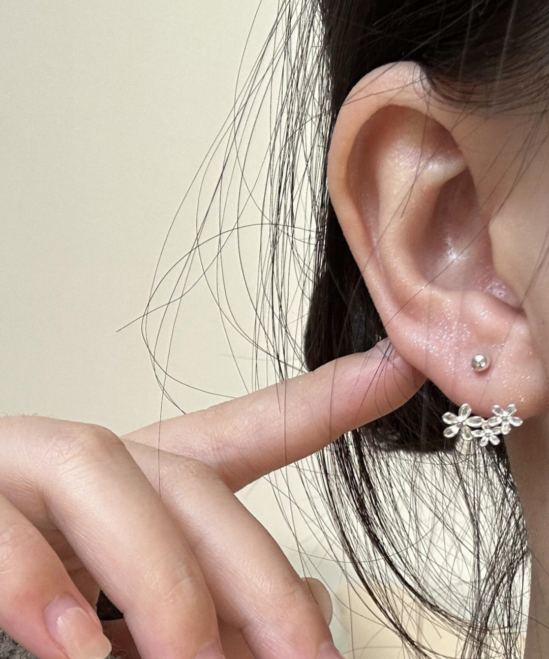 Fine Silk Sterling Silver Floral Stud Earrings