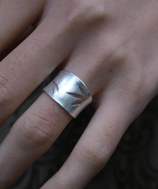 Fine Silk Sterling Silver Zircon Hollow Out Rings