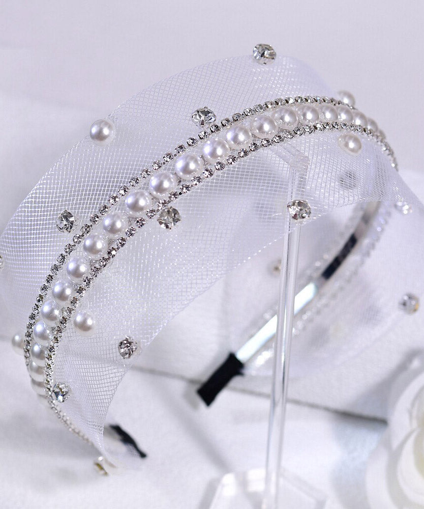 Fine Silk Tulle Zircon Pearl HairPiece