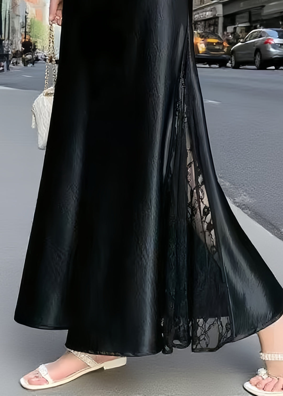 Fine White Lace Patchwork Draping Silk A Line Skirts Summer