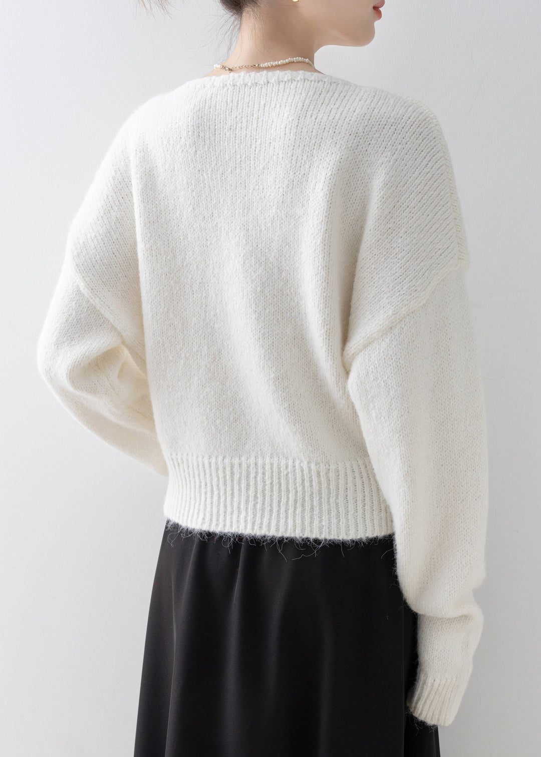 Fine White O Neck Zircon Floral Knit Sweaters Spring
