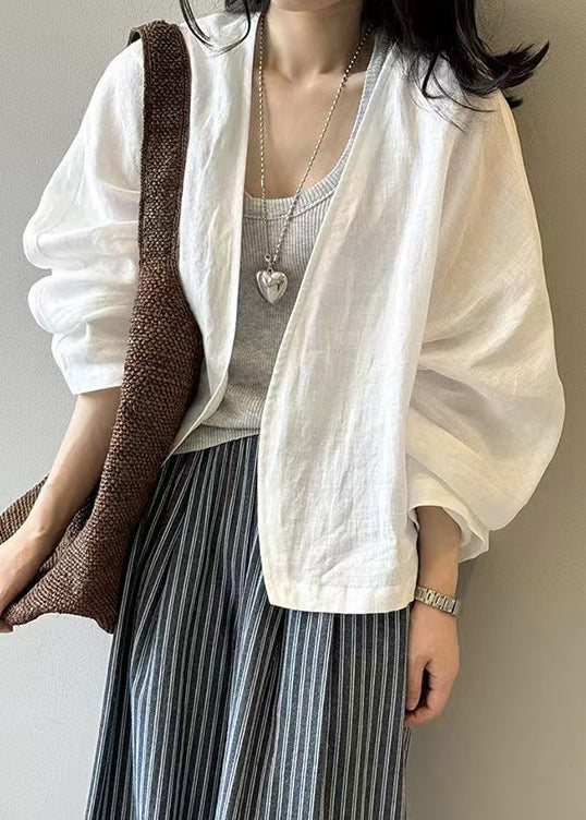 Fine White Oversized Linen Cardigan Spring