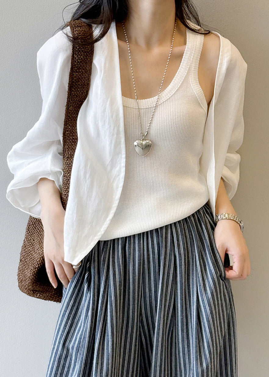 Fine White Oversized Linen Cardigan Spring
