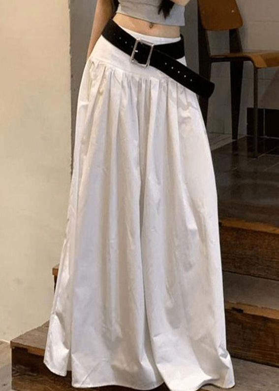 Fine White Solid High Waist Cotton Skirts Summer