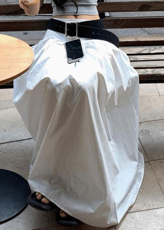 Fine White Solid High Waist Cotton Skirts Summer