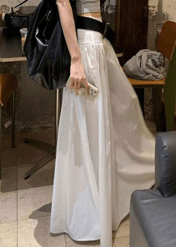 Fine White Solid High Waist Cotton Skirts Summer