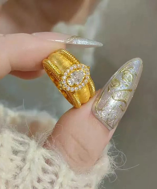 Fine White Sterling Silver Overgild Zircon Pigeon Egg Rings