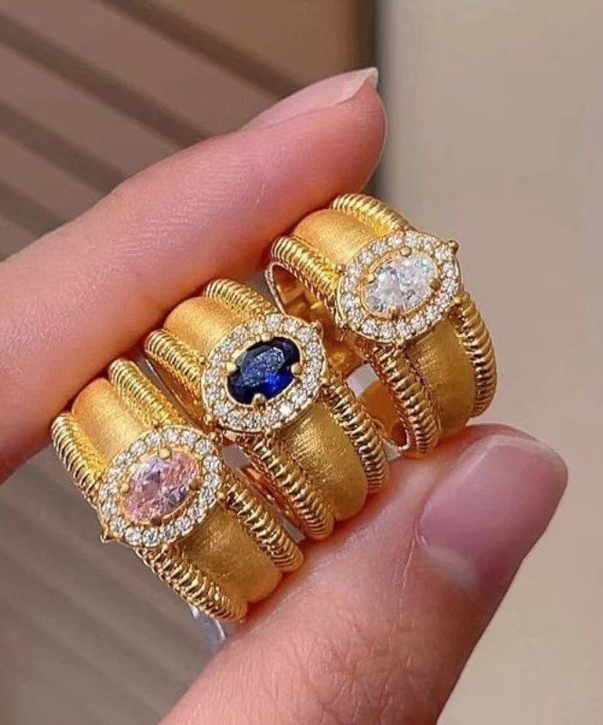 Fine White Sterling Silver Overgild Zircon Pigeon Egg Rings