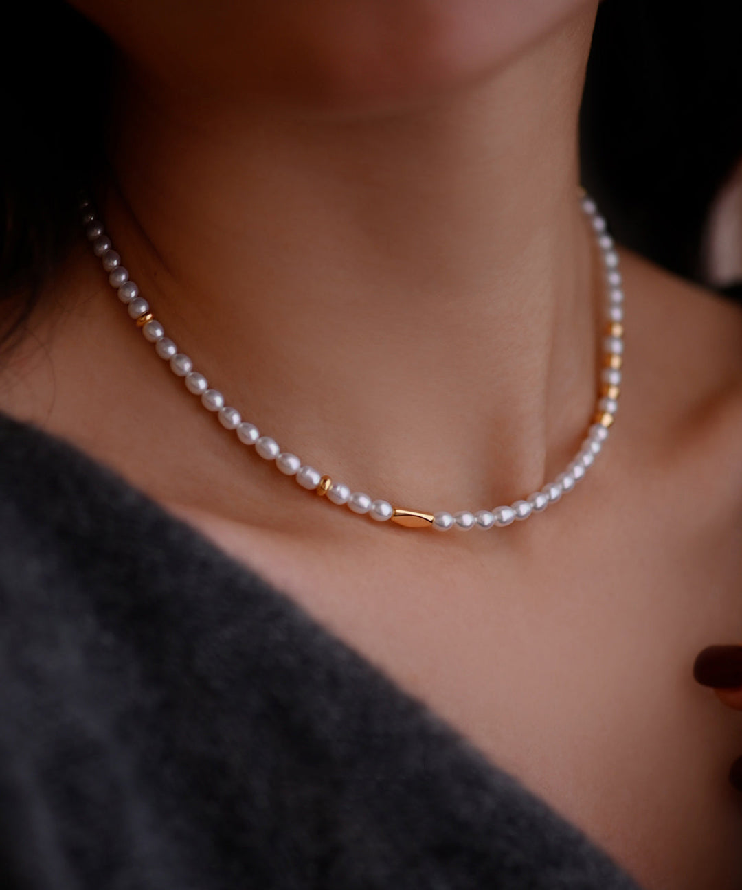 Fine Xiaomi Beads Pearl Gold Plated Pure Adjustable Silver Pendant Necklace