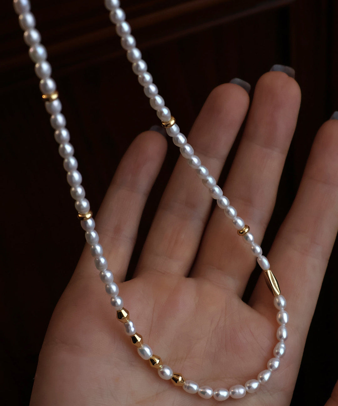 Fine Xiaomi Beads Pearl Gold Plated Pure Adjustable Silver Pendant Necklace