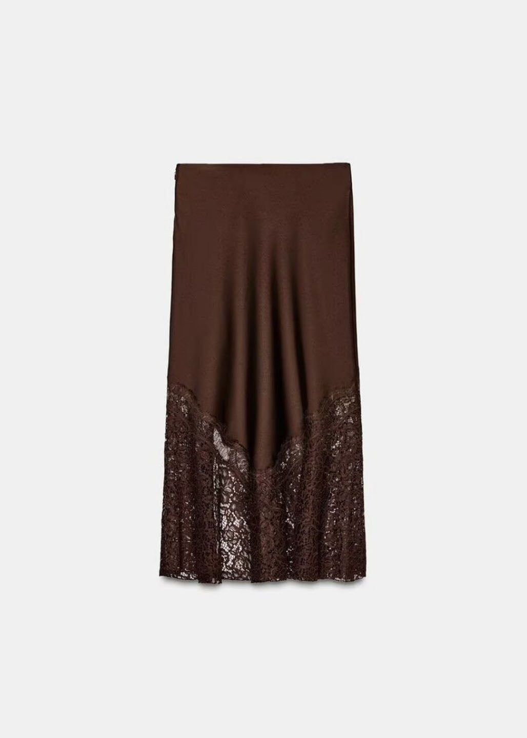 Fitted Coffee Side Open Lace Patchwork Silk Maxi Skirts Fall