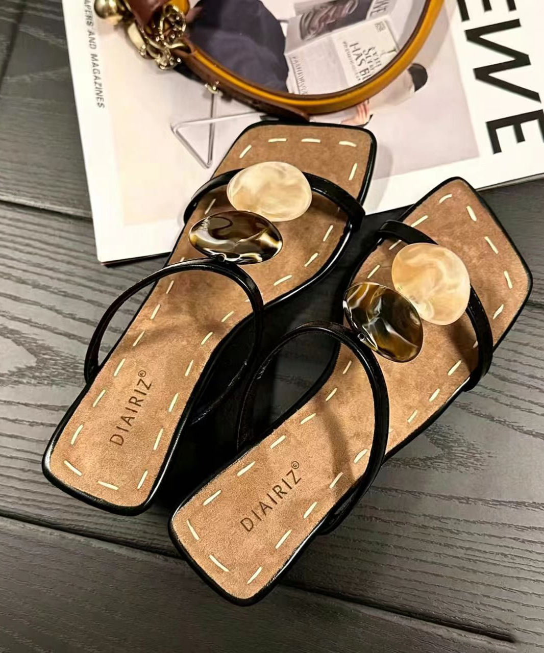 Fitted High Heel White Cowhide Leather Slide Sandals