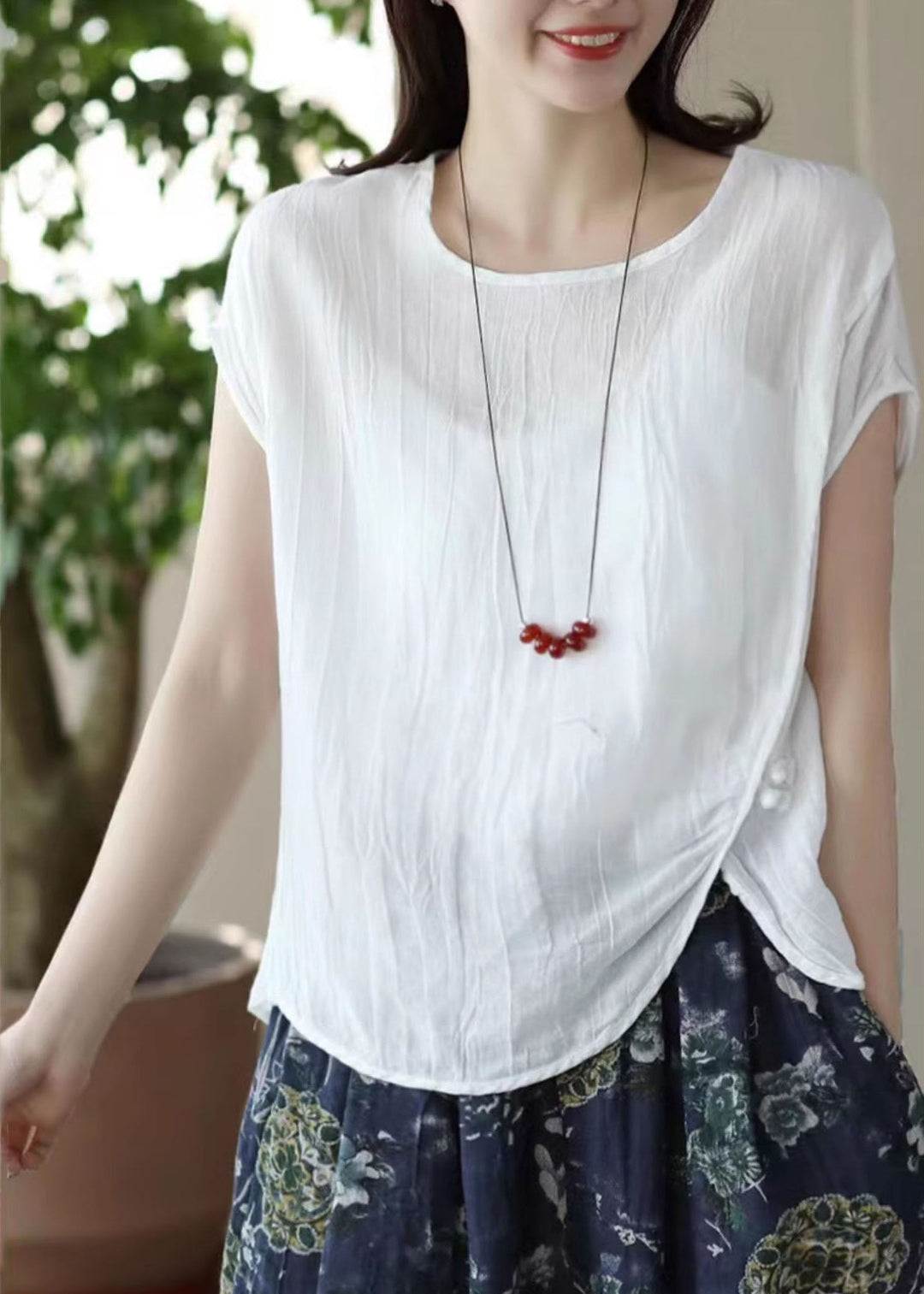 Fitted White Asymmetrical Linen Beach Vest Summer