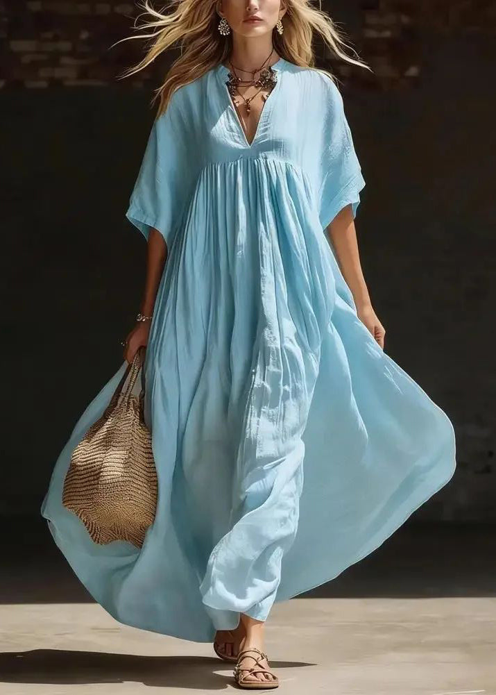 Fitted White Wrinkled Patchwork Solid Long Dress Summer