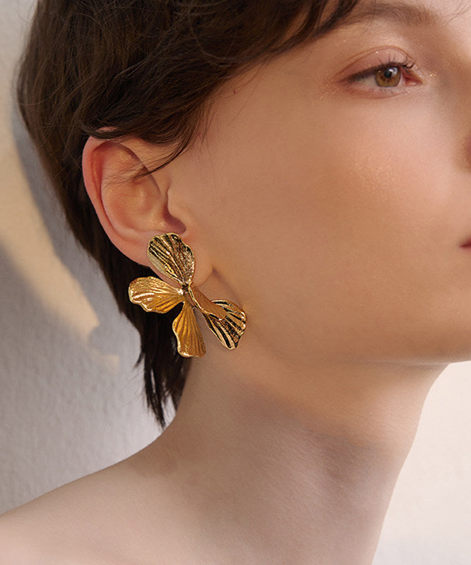 Floral Gold Exaggeration Gold Plated Stud Earrings