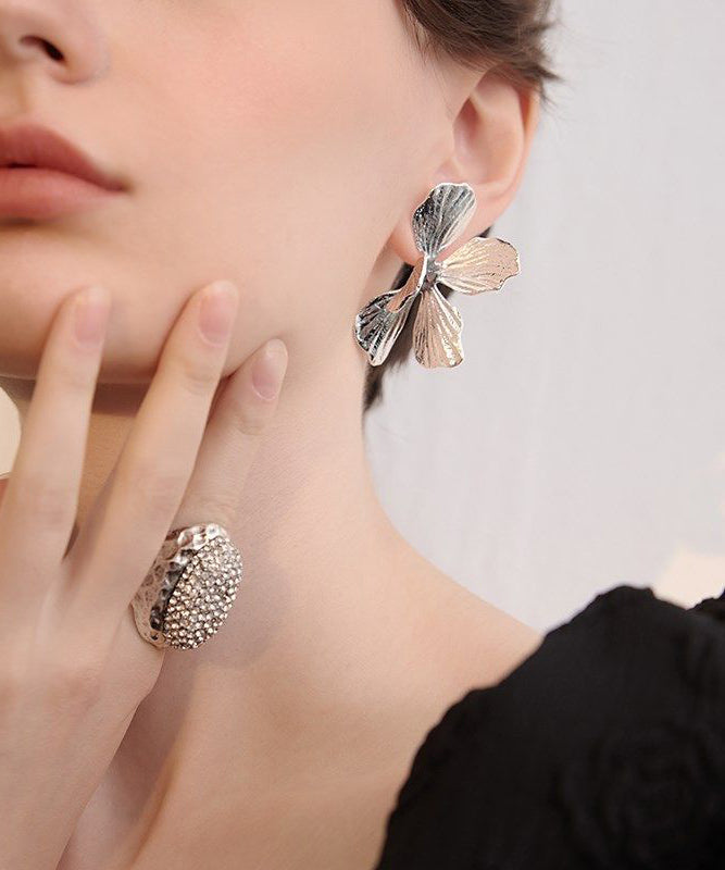 Floral Gold Exaggeration Gold Plated Stud Earrings