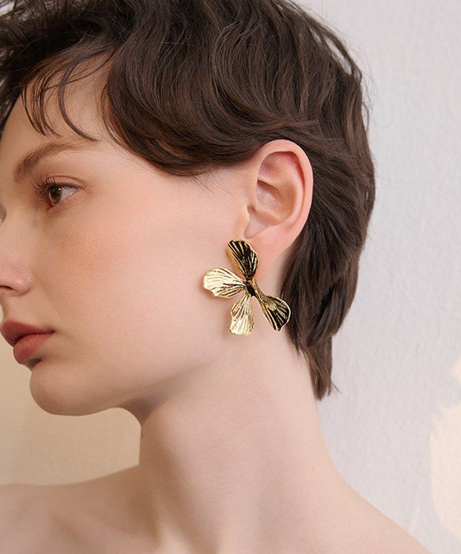 Floral Gold Exaggeration Gold Plated Stud Earrings