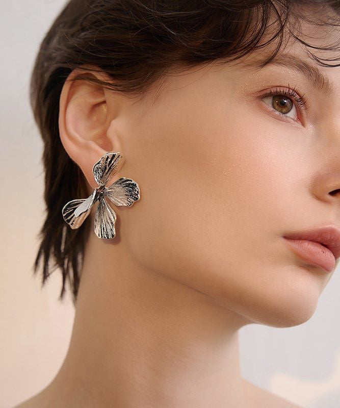 Floral Gold Exaggeration Gold Plated Stud Earrings