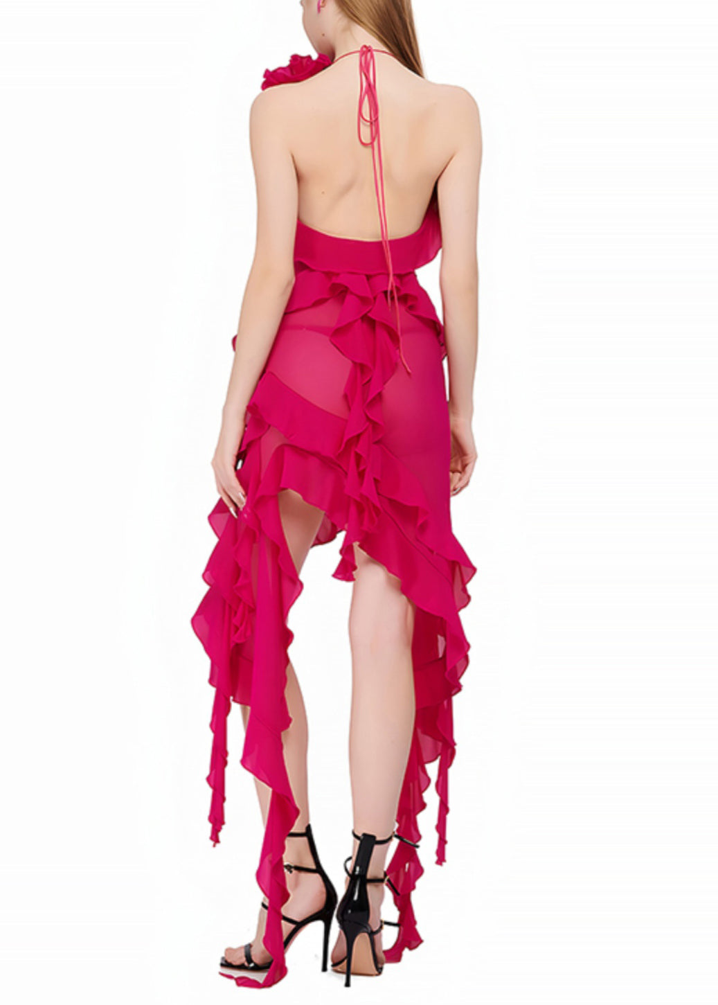 Floral Rose V Neck Lace Up Cotton Vacation Dresses Sleeveless