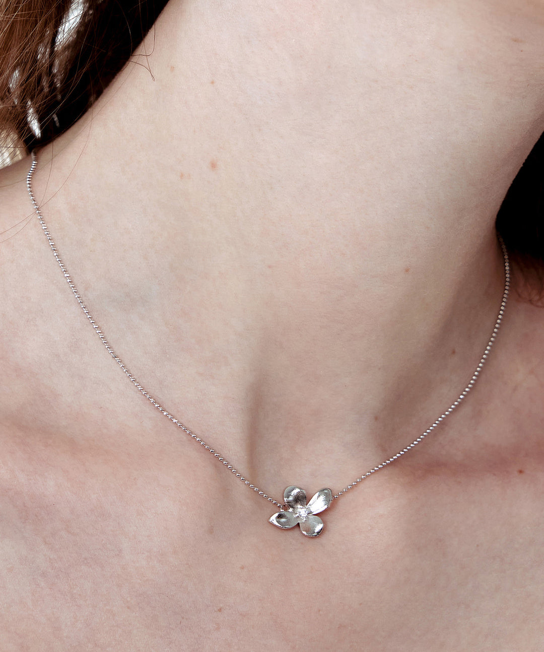 Floral Small Round Bead Thread Copper Plated Small Pendant Fine Choker