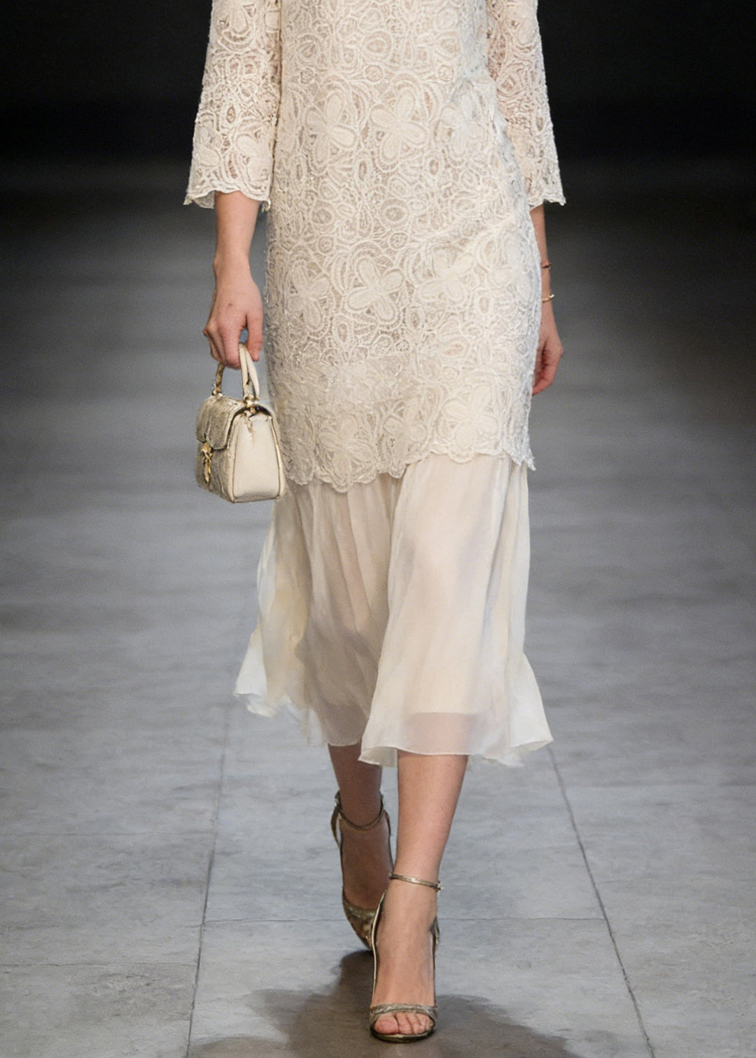 French Beige O Neck Patchwork Lace Dresses Summer - Omychic