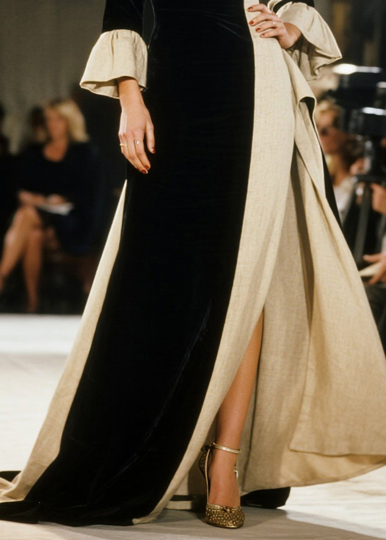 French Black Asymmetrical Patchwork Side Open Dinner Dresses Flare Sleeve