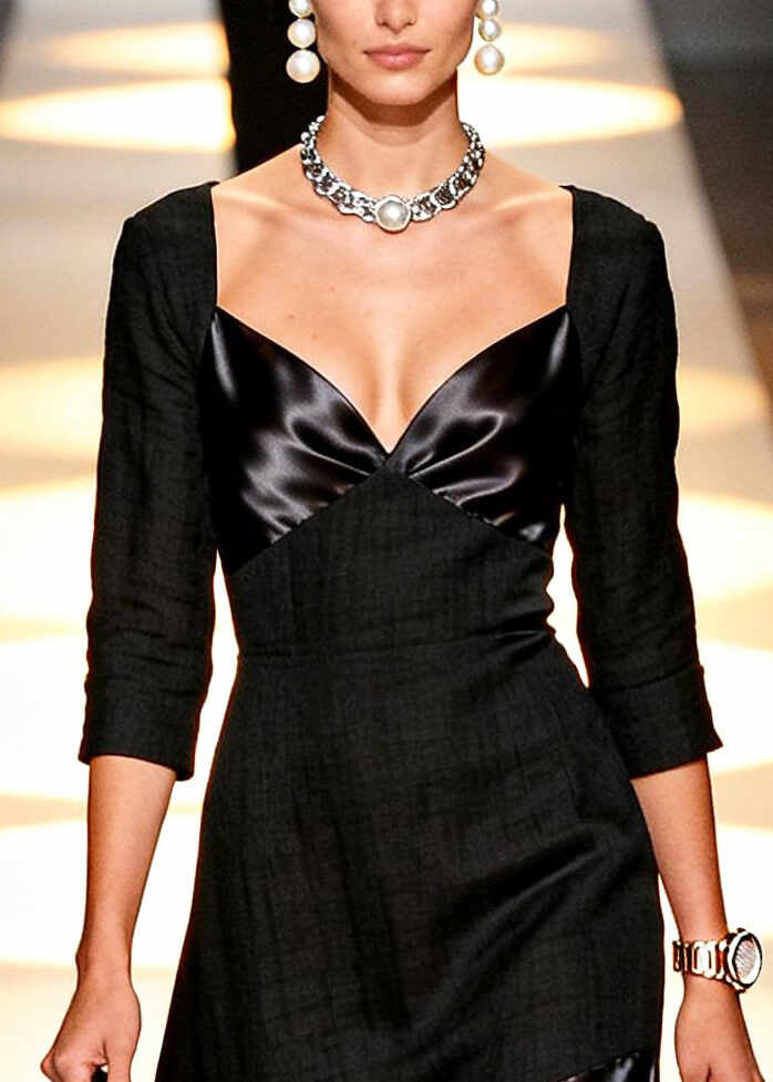 French Black Bustier Top Patchwork Silk Dresses Summer
