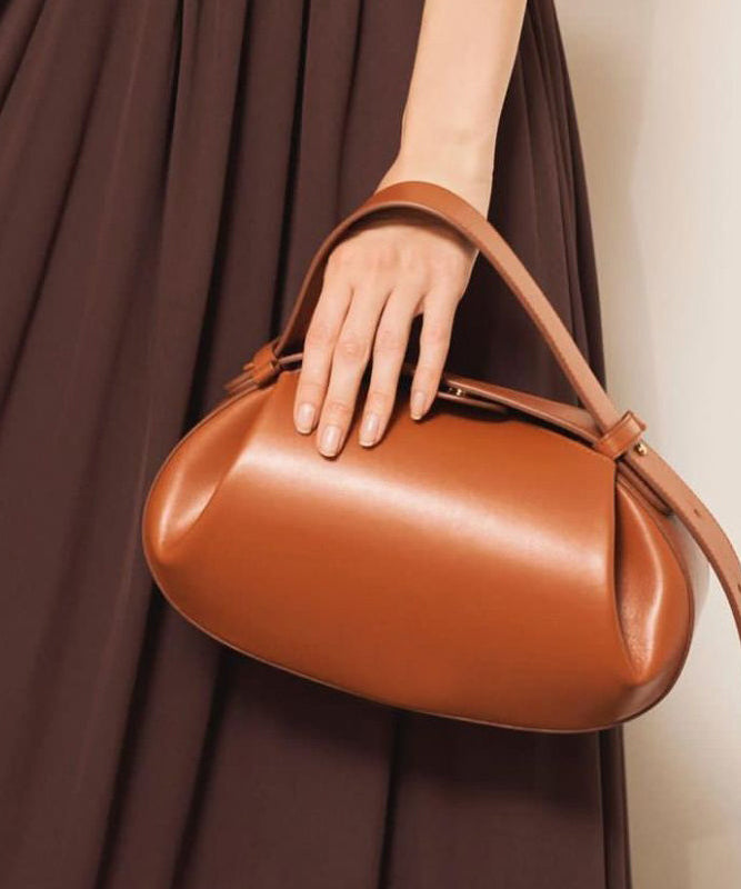 French Black Ellipse Solid Durable Faux Leather Tote Handbag