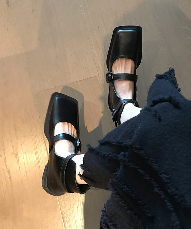 French Black Hollow Out Belt Buckle Sandals Boots - Omychic