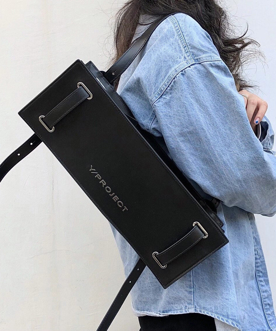 French Black Solid Durable Calf Leather Versatile Satchel Handbag