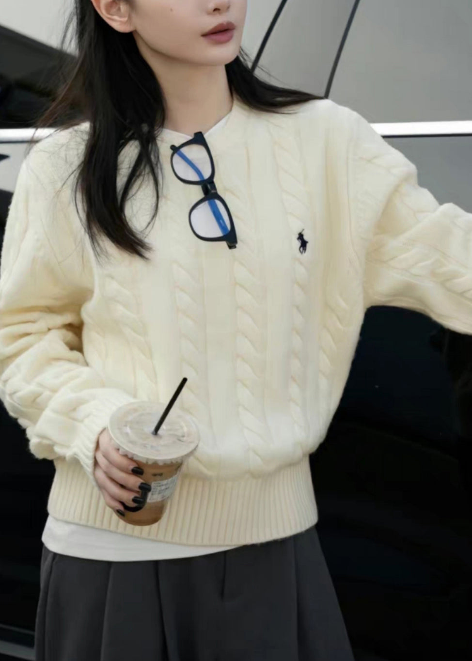 French Camel O Neck Embroidered Knit Sweaters Tops Spring