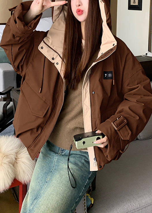 French Caramel Oversized Pockets Fine Cotton Filled Puffer Jacket Winter