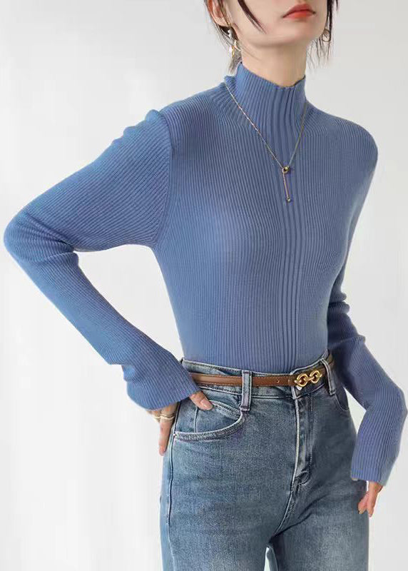 French Coffee Hign Neck Slim Fit Knit Sweater Fall