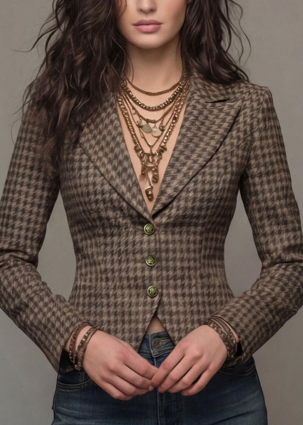 French Coffee Peter Pan Collar Button Cotton Suit Coat Fall
