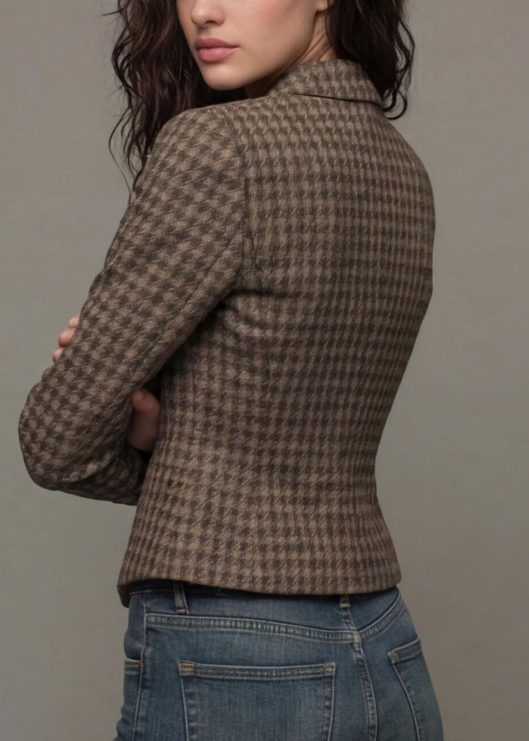 French Coffee Peter Pan Collar Button Cotton Suit Coat Fall