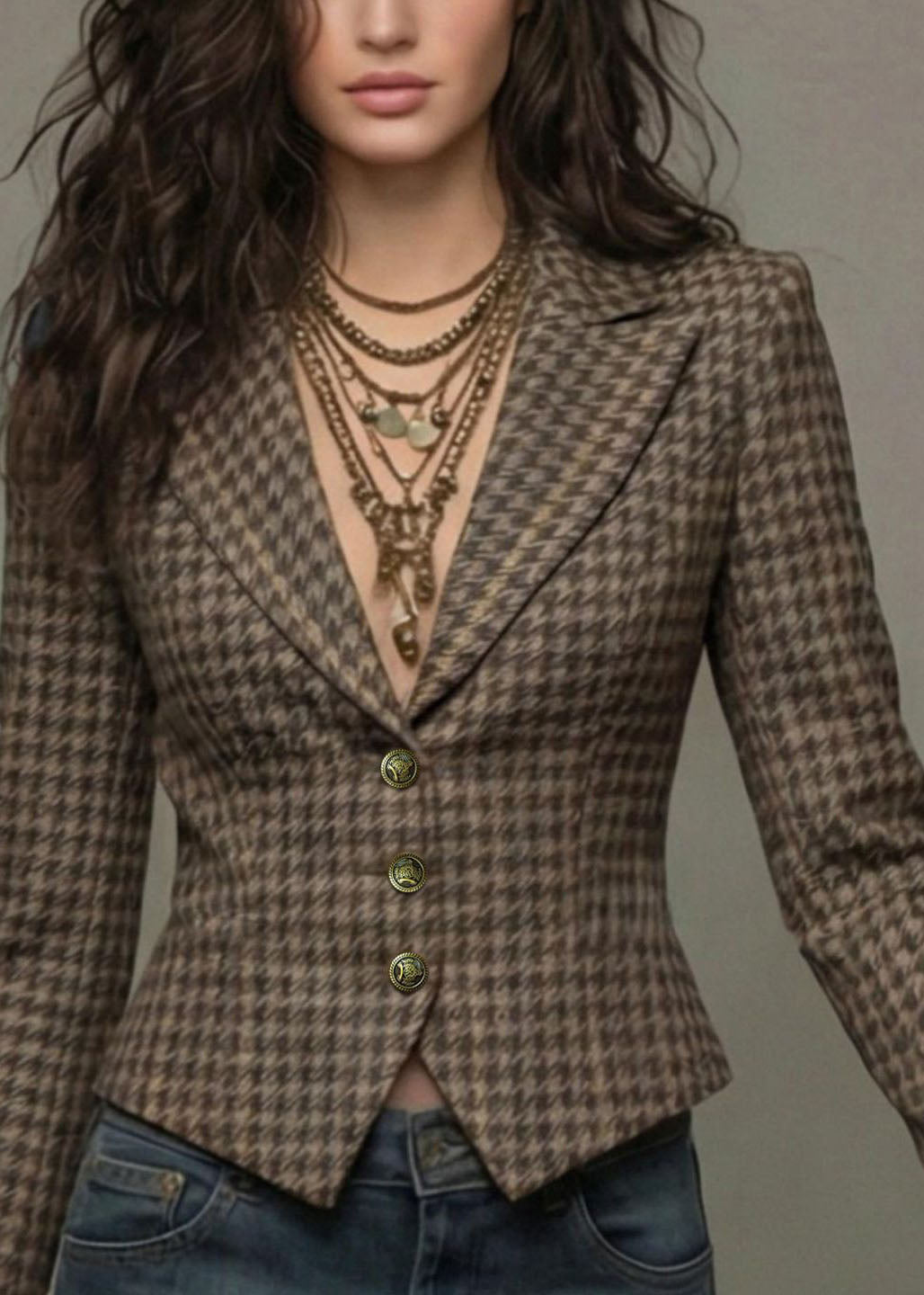 French Coffee Peter Pan Collar Button Cotton Suit Coat Fall