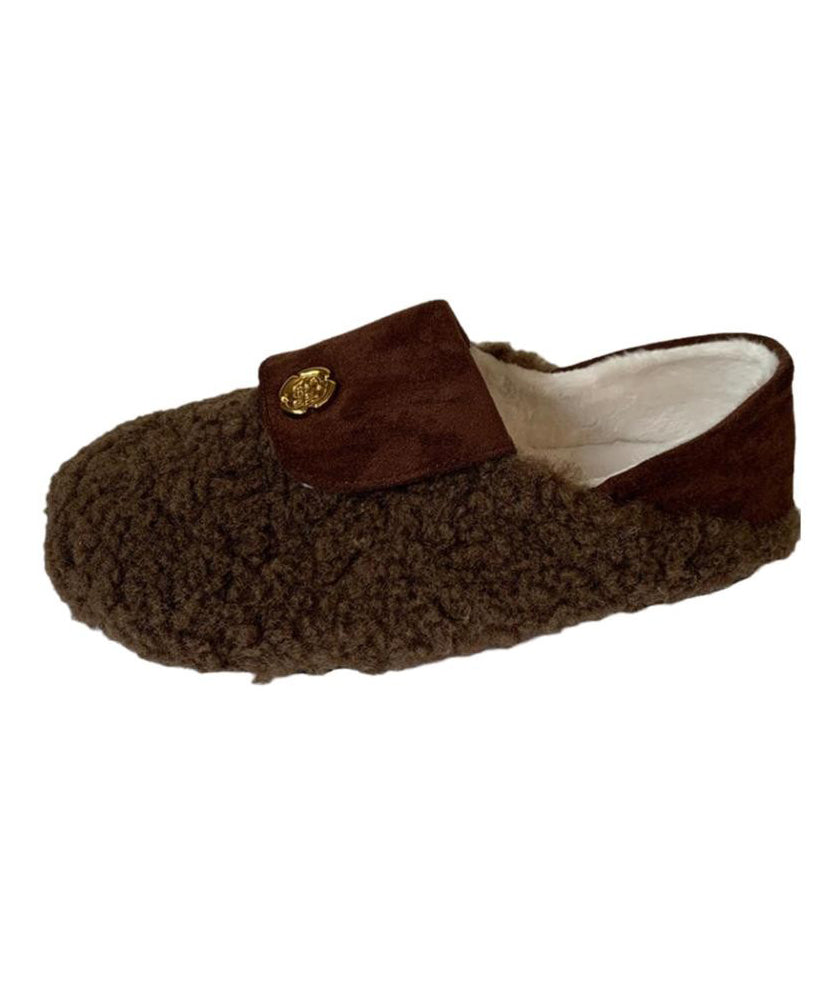 French Comfy Splicing Penny Loafers White Faux Fur