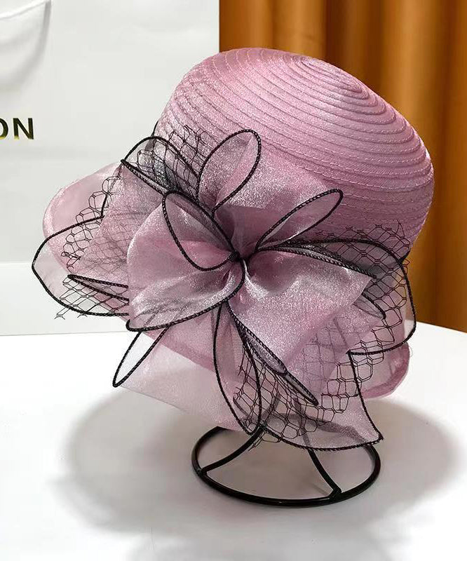 French Elegant Rose Organza Floral Cloche Hat