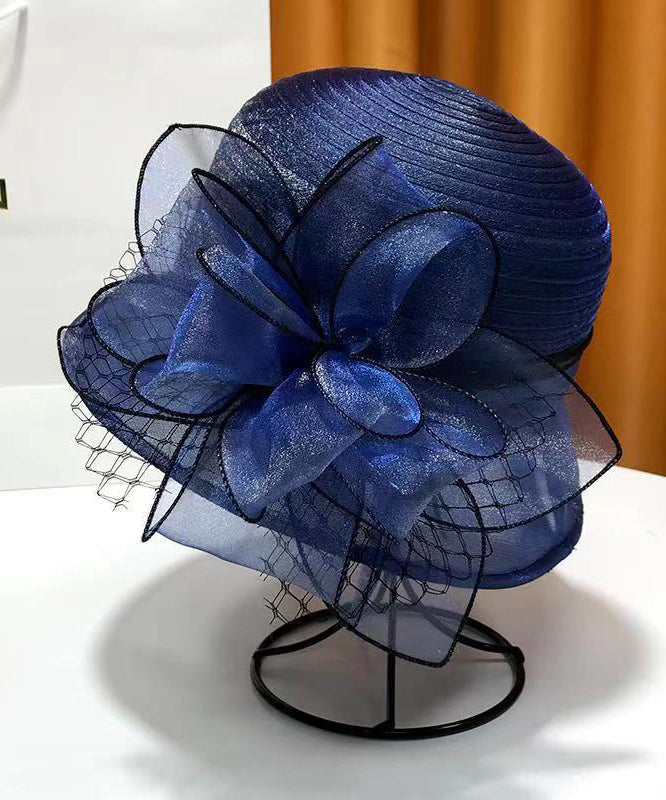 French Elegant Rose Organza Floral Cloche Hat