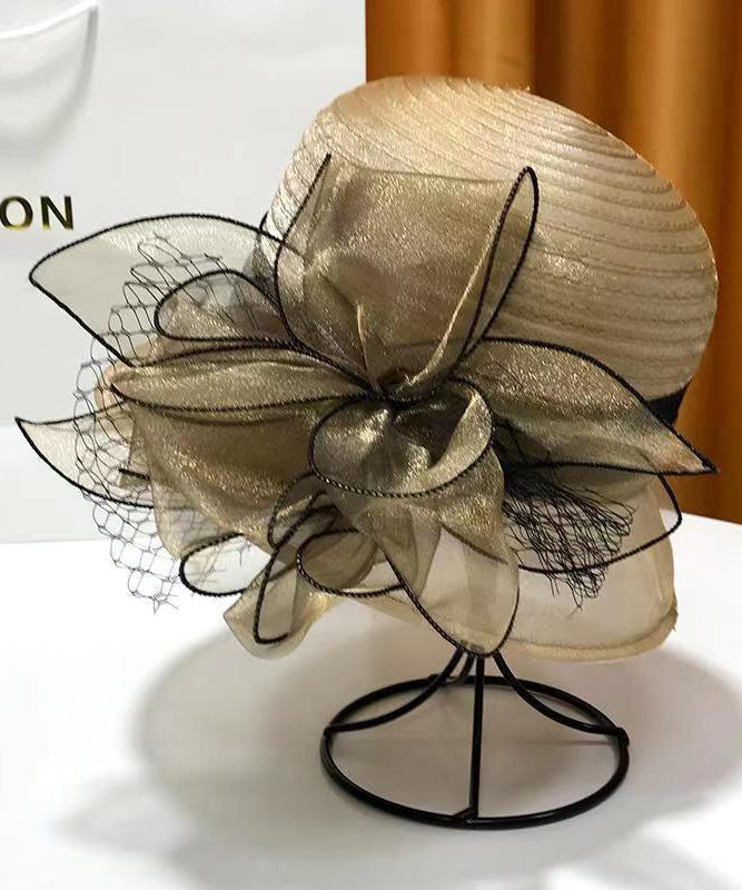 French Elegant Rose Organza Floral Cloche Hat