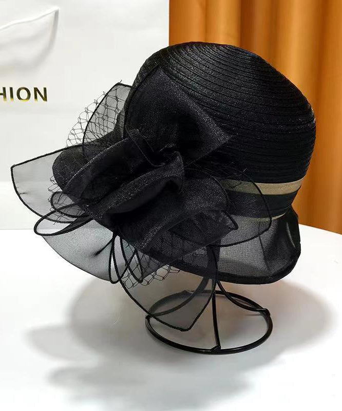 French Elegant Rose Organza Floral Cloche Hat