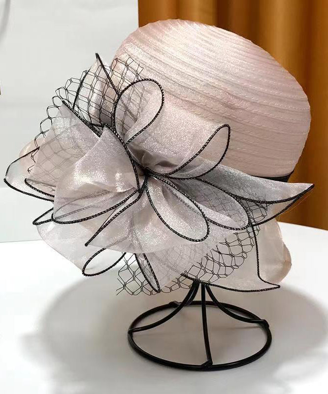French Elegant Rose Organza Floral Cloche Hat