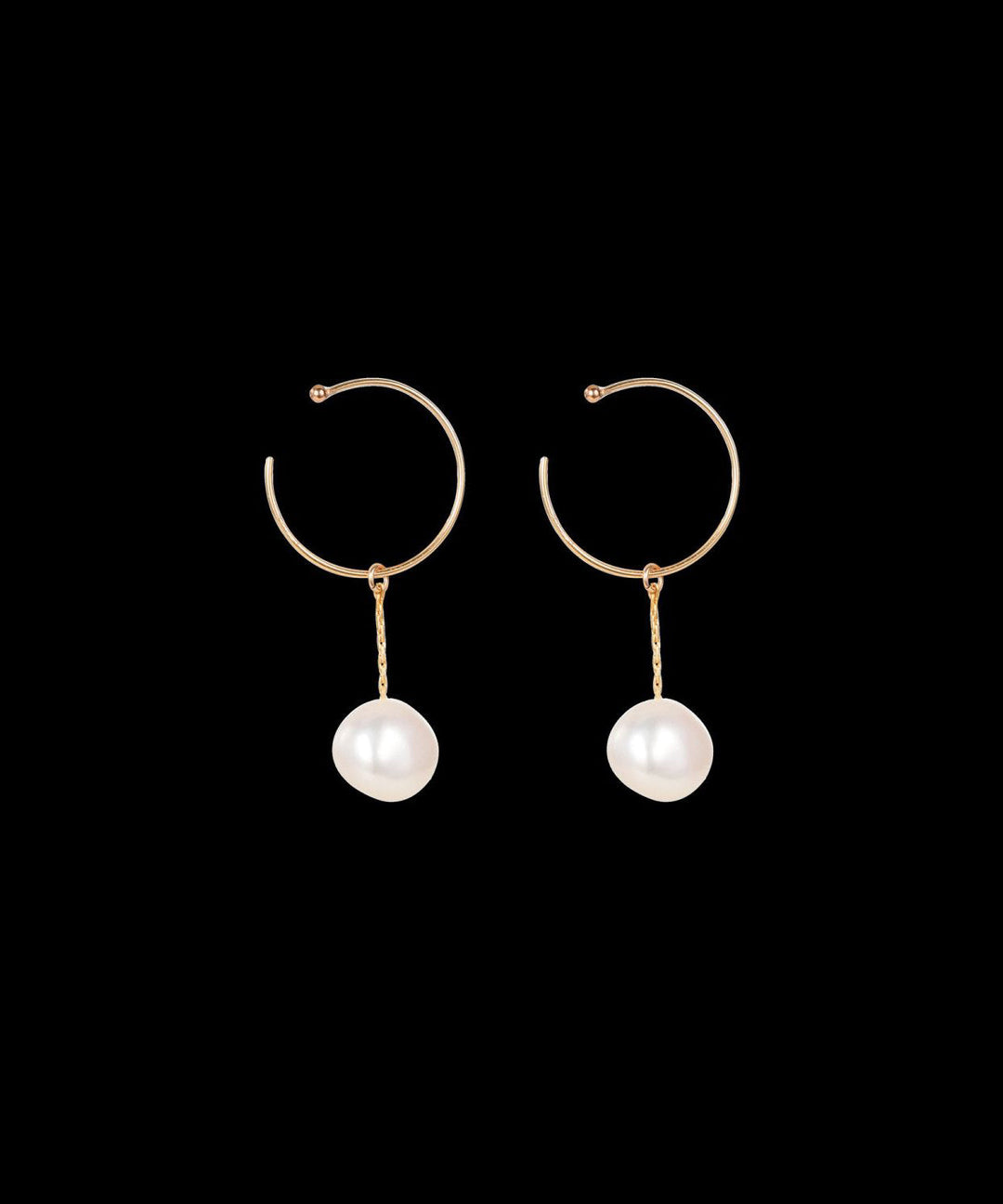French Gold Copper Overgild Pearl Hoop Earrings